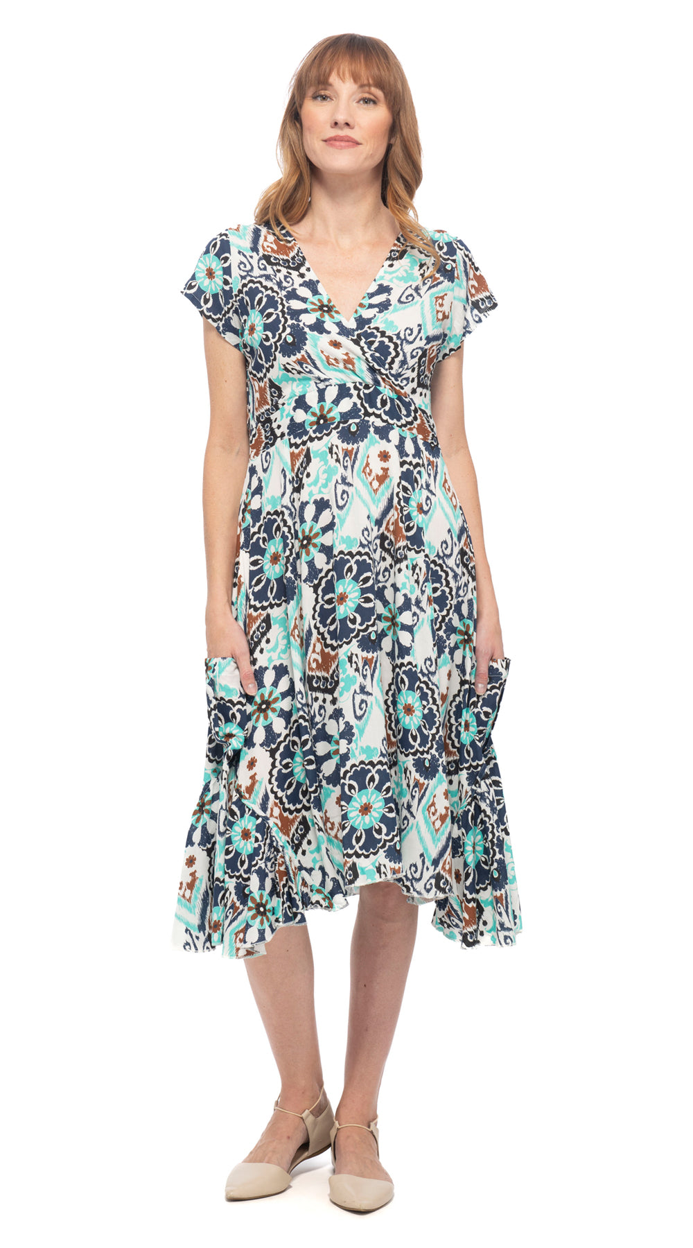 Swing Dress - navy mandala