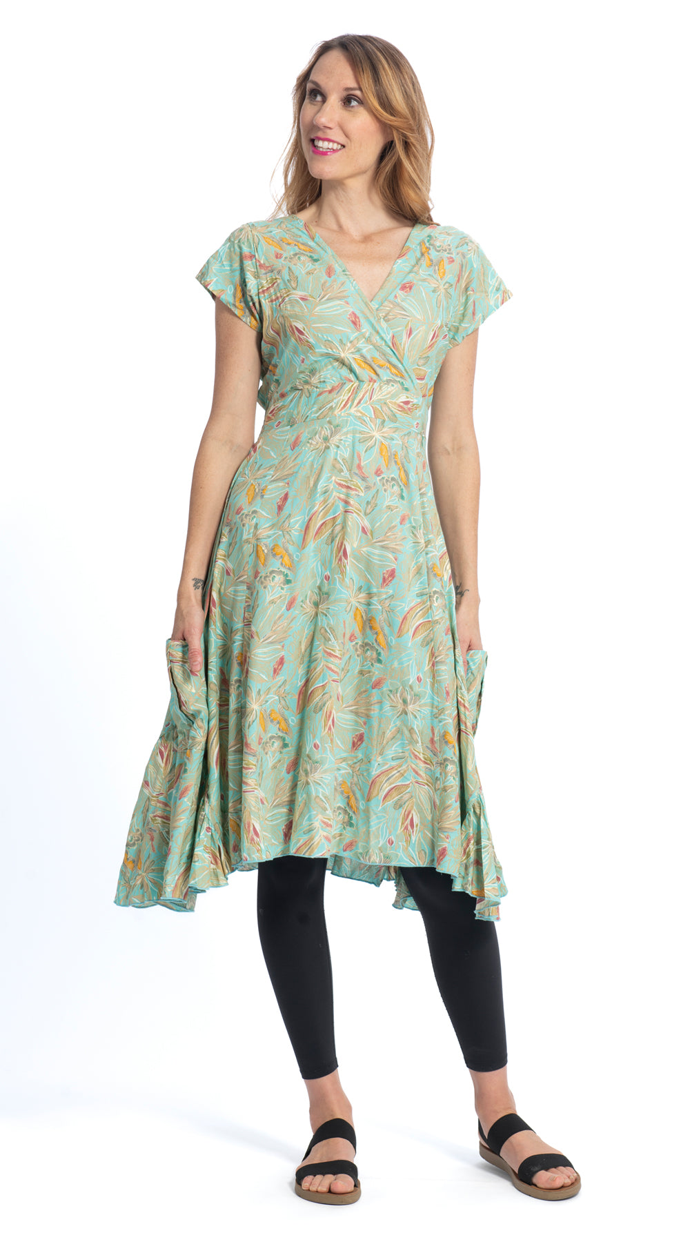 Swing Dress - turquoise+gold