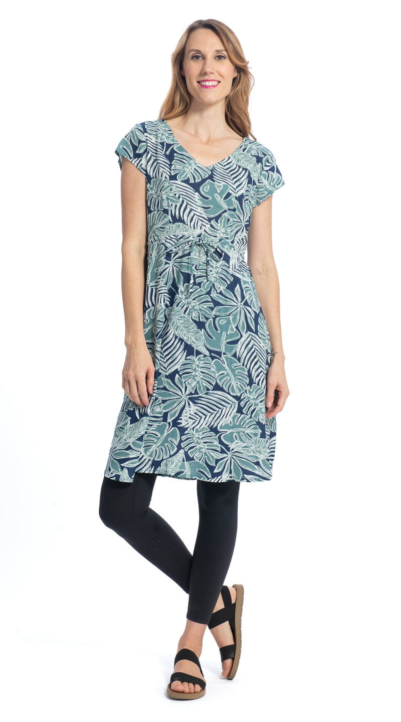 Robyn Dress - blue palm - rayon