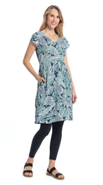 Robyn Dress - blue palm - rayon
