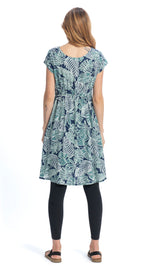 Robyn Dress - blue palm - rayon
