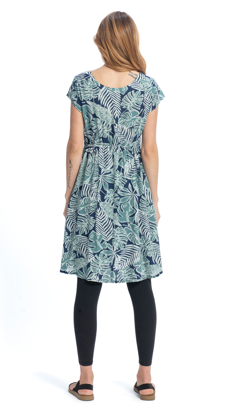 Robyn Dress - blue palm - rayon