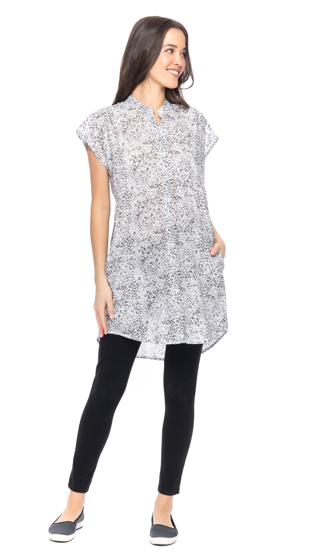 Chelsea Tunic - white leopard - cotton