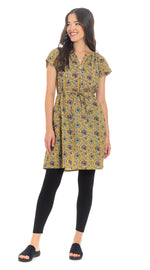 Padma Dress-mustard-org.cotton blockprint