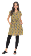 Padma Dress-mustard-org.cotton blockprint