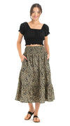 Ariel Skirt - black/teal fern - organic cotton
