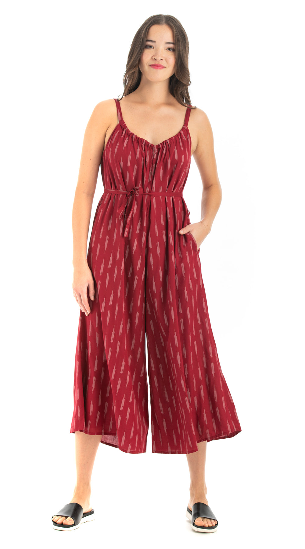 Marley Jumpsuit - red lines - rayon